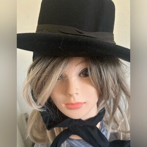 Hat Chic Black Fedora Hat. Lovely! With Neck Shade/scarf-100%wool